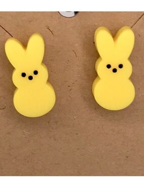 Yellow Peep Bunny Stud Earrings Fashion Jewelry